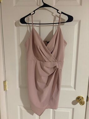 Blue Blush Blush Pink Draped Spaghetti-Strap Mini Dress